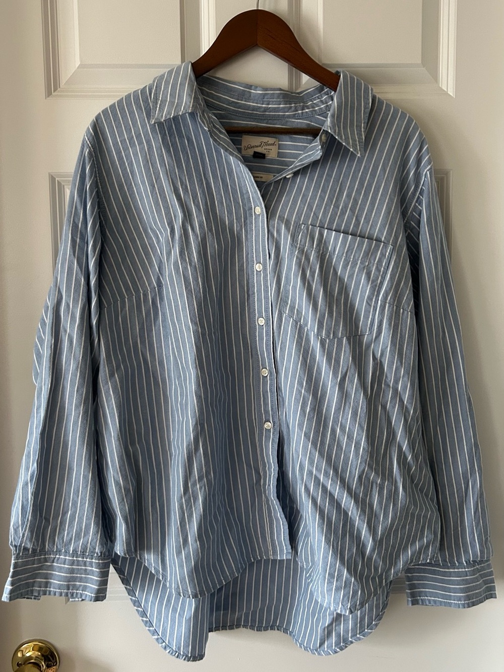 Universal Thread Light Blue & White Striped Button-Down Shirt